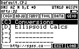 COGO+ Pro Geodetic Menu